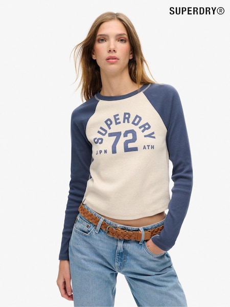 Sininen - Superdry Athletic Rib Slim Pitkä hiha Top (721011) | €43