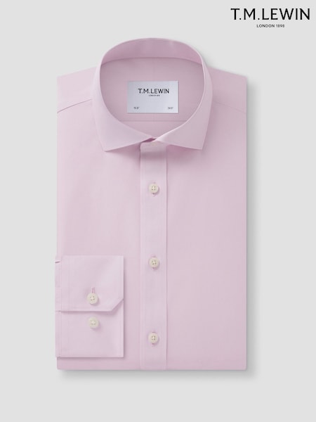 Pink - Skinny Fit Tm Lewin Non-iron Regular Plain Poplin Single Cuff Shirt
