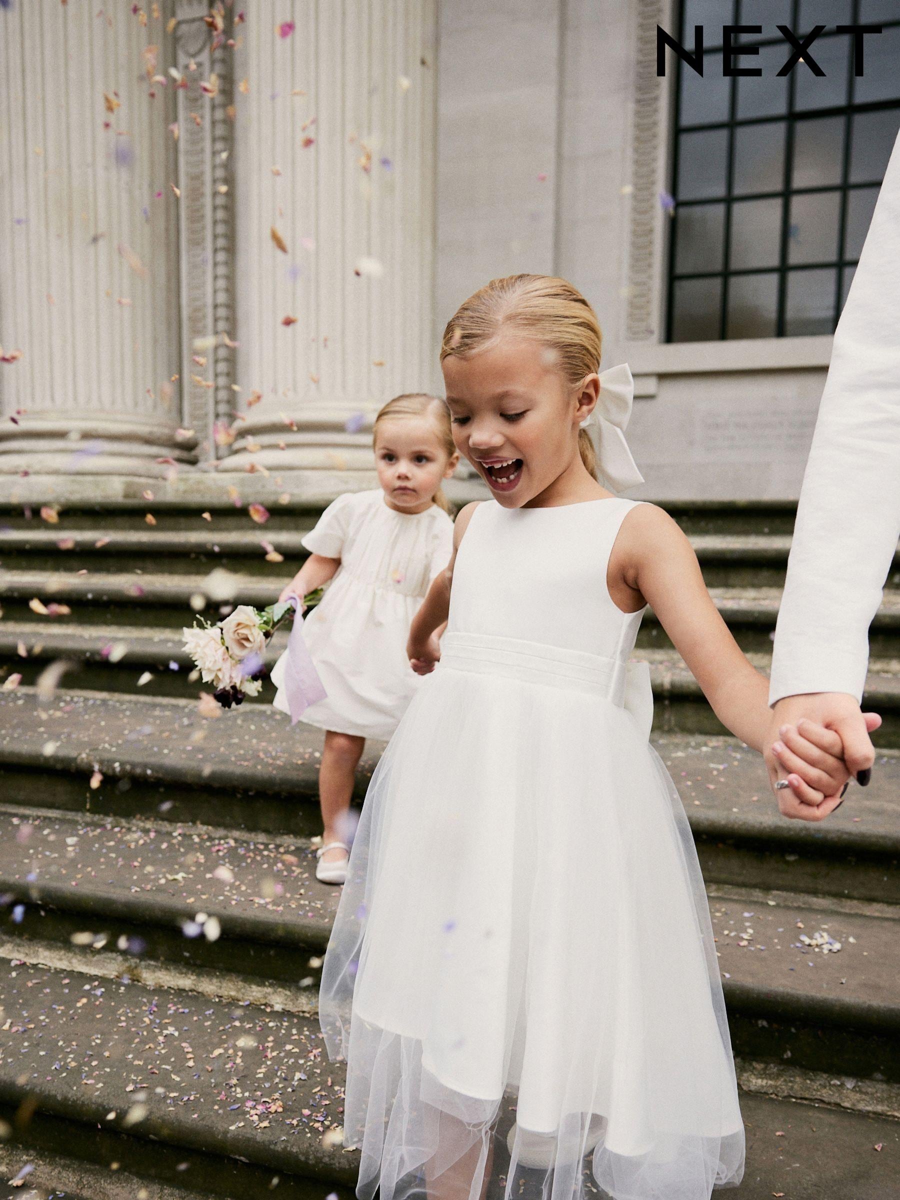 Long white flower girl dress hotsell