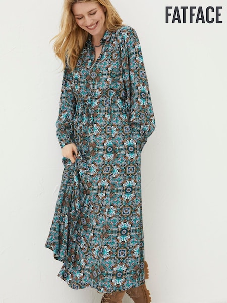 FatFace Green Swinley Mirrored Floral Midi Dress (721504) | €50