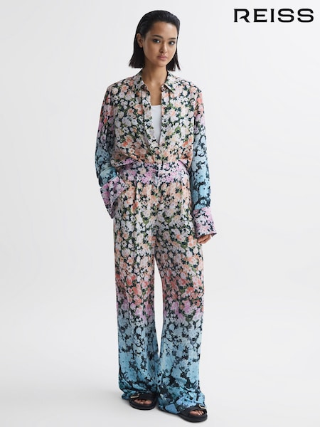Reiss Serena Floral Print Wide Leg Trousers (721609) | ‏1,225‏₪