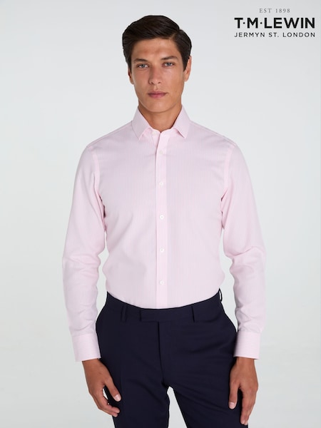Pink - Tailored Fit Tm Lewin Non-iron Regular Bengal Single Cuff Shirt