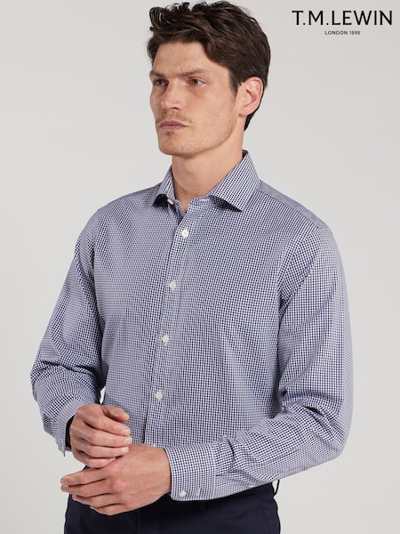 Mavi - Regular Fit Tm Lewin Non-iron Regular Gingham Poplin Single Cuff Shirt