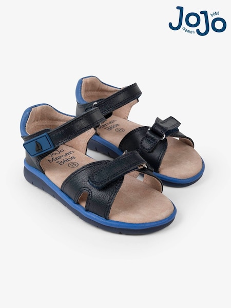 JoJo Maman Bébé Navy Boys' Leather Sandals (722250) | €34