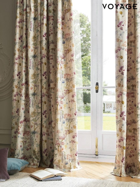 Voyage Multi Ilinizas Floral Lined Pencil Pleat Curtains (723456) | $131 - $249