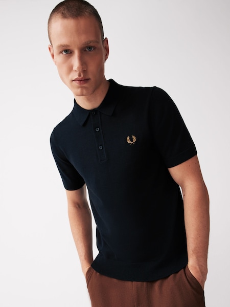 Bleumarin - Bluză polo tricotată din lână merinos Fred Perry Blend (723592) | 560 LEI