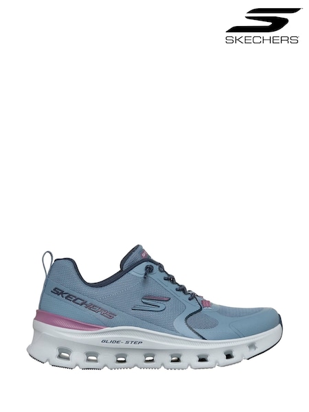 Blue - Skechers Glide-step Pro Hotmelt Overlay Mesh Knotted Bungee Slip-on W/air-cooled Mf Trainers