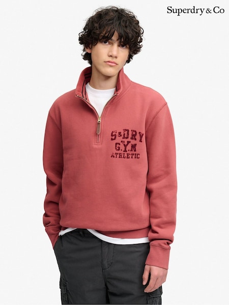 Brown - Regular Superdry Tonal Half Zip Sweatshirt