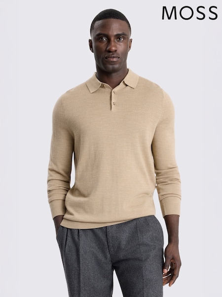 Kamila Braon - Regular Moss Merino Blend Long Sleeve Polo Shirt