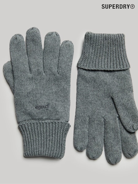 Gris - Superdry Knitted Logo Gloves (725300) | 26 €
