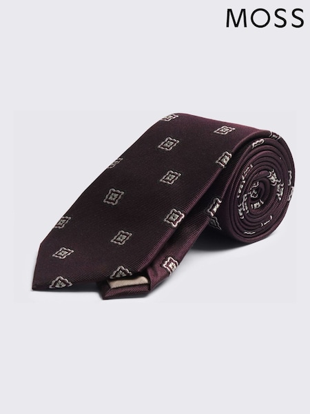 Burgundy Red - Regular Moss Silk Medallion Tie