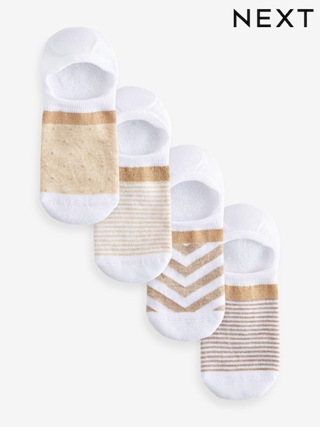 White/Oatmeal Sparkle Stripe Invisible Socks 4 Pack (725766) | 353 UAH