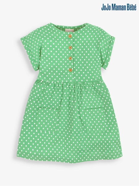 JoJo Maman Bébé Green Spot Button Front Dress (726631) | €30