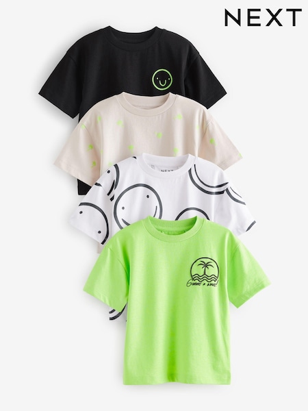 Black/Green 100% Cotton Short Sleeve T-Shirts 4 Pack (3mths-7yrs) (726831) | € 6 - € 8