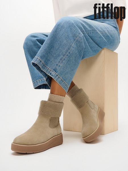 Brown - Fitflop Gen-ff Roam Suede Knit Boots