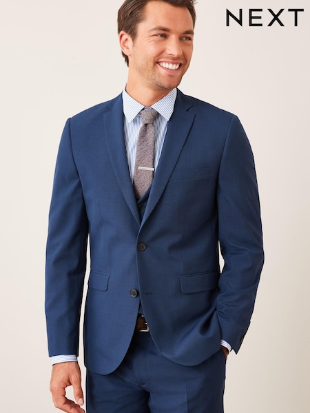 Bright Blue Tailored Wool Mix Textured Suit Jacket (727557) | €45