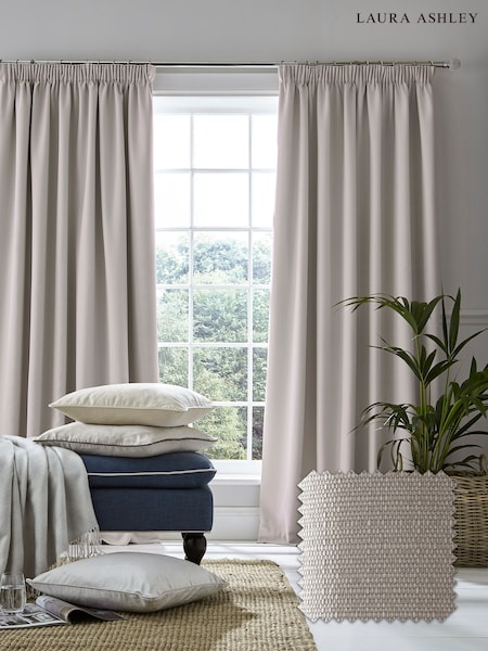 Laura Ashley Dove Grey Stephanie Blackout Lined Pencil Pleat Blackout Pencil Pleat Curtains (727727) | 470 QAR - 891 QAR