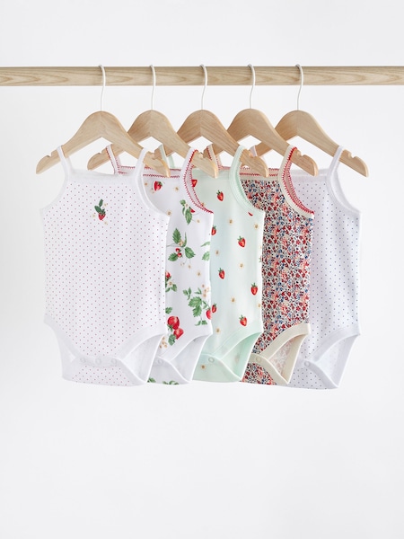 Rot / Weiß - Baby Strappy Vest Bodysuits 5 Pack (727952) | 14 € - 16 €