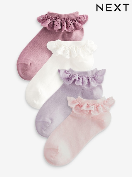 rožnata - Cotton Rich Ruffle Frill Trainer Socks 4 Pack (728349) | € 6 - € 7