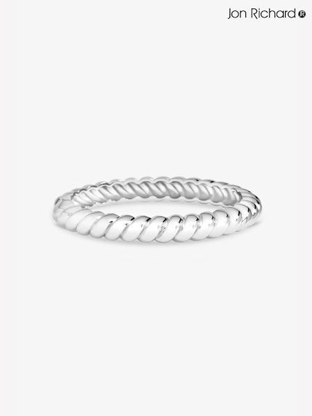 Silver - Jon Richard Plated Ridge Bangle