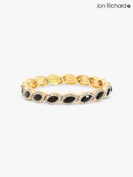 Gold - Jon Richard Plated And Jet Navette Stretch Bracelet