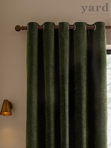 Yard Heath Washed Velvet Lined Eyelet Curtains