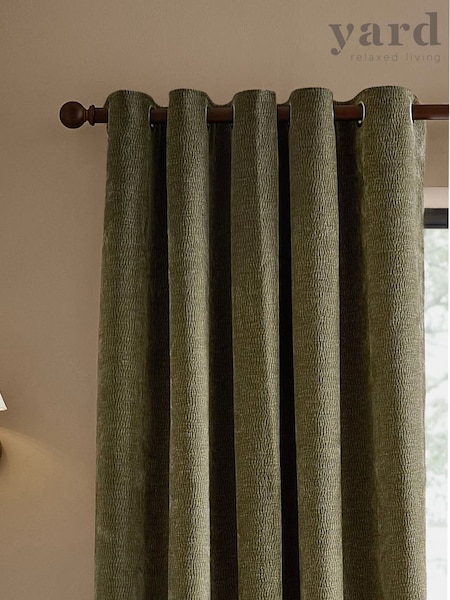 Yard Heath Washed Velvet Lined Eyelet Curtains