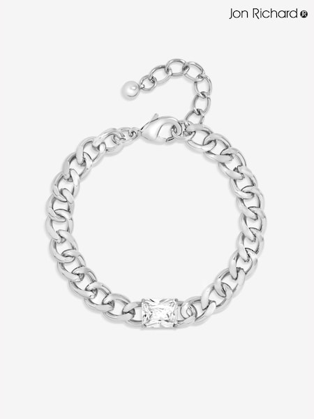 Silver - Jon Richard Plated Crystal And Chain Bracelet