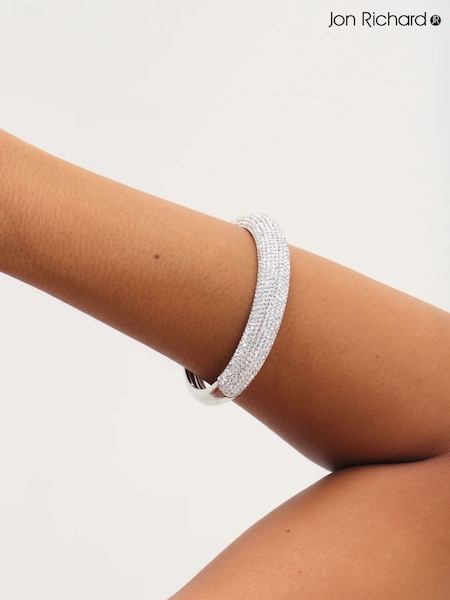 Silver Tone - Jon Richard Rhodium Plated Pave Bangle