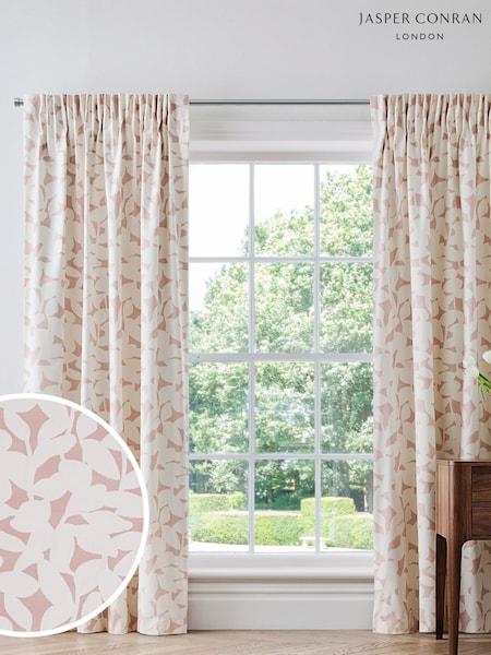 Jasper Conran London Pink Pencil Pleat Blackout Floral Leaf Curtain (729438) | €27 - €66
