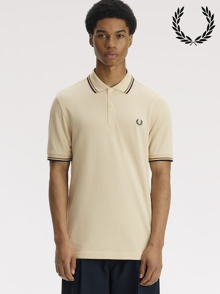 Кремовий - Regular Fred Perry Tipped Short Sleeve Polo Shirt