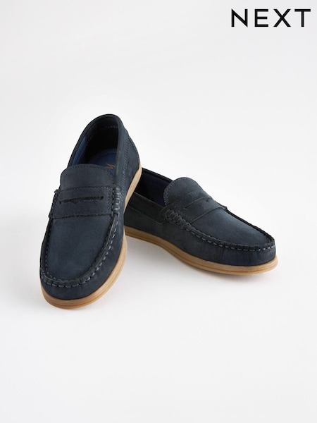 Navy Blue Leather Slip-On Penny Loafers (730790) | € 8 - € 11