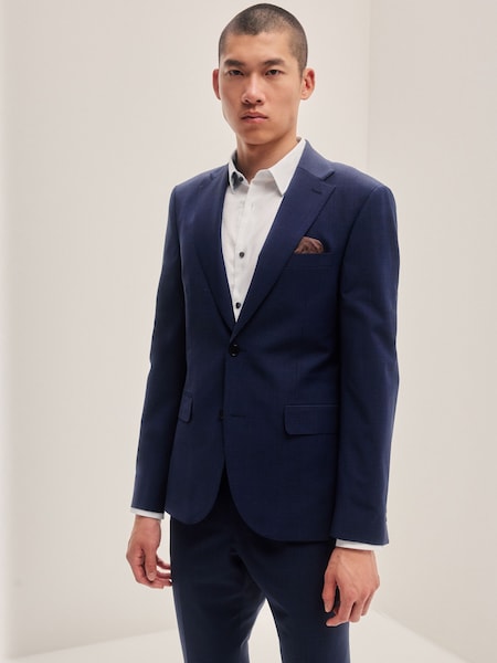 Navy Blue Slim Fit Check Suit Jacket (731228) | € 32