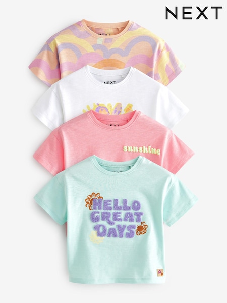 Rainbow Pink 100% Cotton Short Sleeve T-Shirt 4 Pack (3mths-7yrs) (731349) | €18 - €22