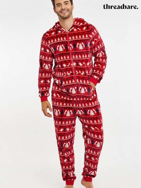 Threadbare Red Fairisle Christmas Hooded All-In-One (731591) | €24