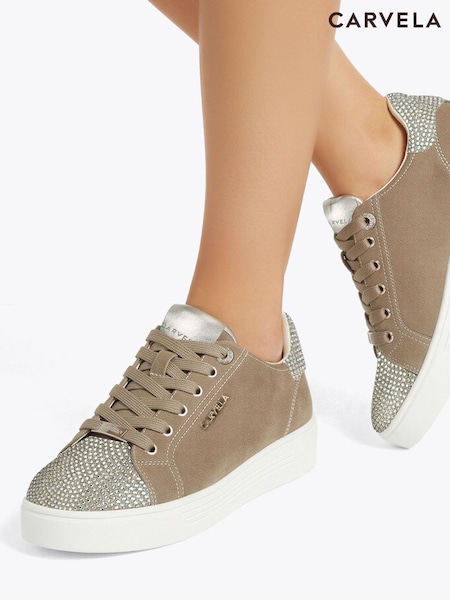 Brown - Carvela Daze Toe Cap Emebellished Trainers