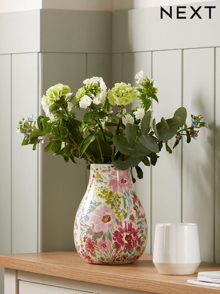 Pretty Floral Print Ceramic Flower Vase (732297) | R$ 215