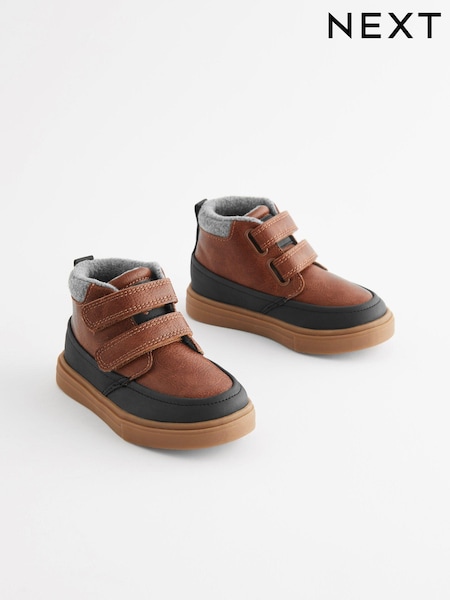 Black/Tan Brown Standard Fit (F) Warm Lined Touch Fastening Boots (732347) | €13.50 - €17.50