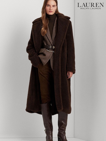 Lauren Ralph Lauren Brown Belted Fleece Wrap Coat (732402) | €261