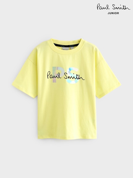 Paul Smith Junior Boys Holographic Short Sleeve Oversized Iconic Print 100% Cotton T-Shirt (732428) | €26