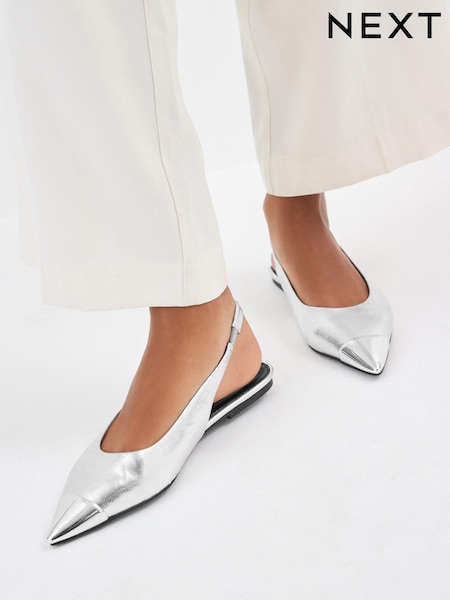 Silver Forever Comfort® Metallic Toe Slingback Shoes (732628) | € 13