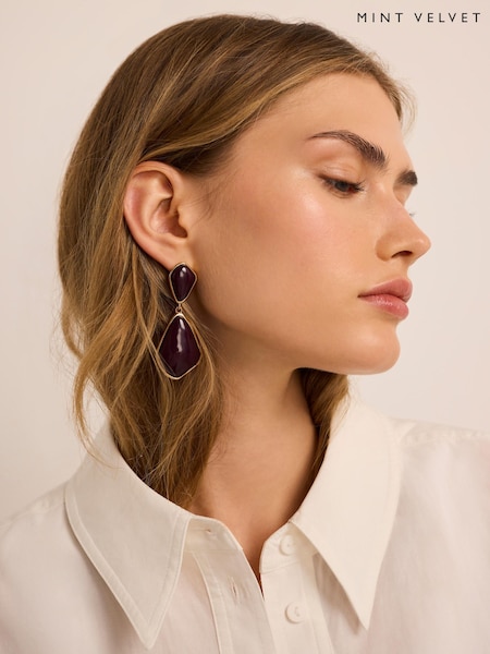 Red - Mint Velvet Resin Statement Earrings