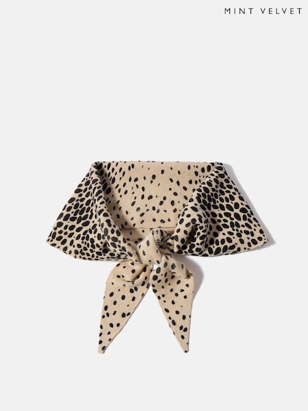 Natural - Mint Velvet Animal Print Knit Scarf