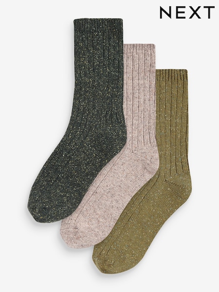 Green Thermal Wool Blend Ankle Socks 3 Pack With Silk (735315) | €10