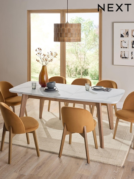 Walnut and Marble Effect Jackson 6 to 8 Seat Extending Dining Table (735400) | €650