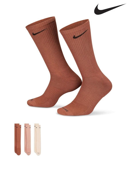 Cream/Pink/Brown - Nike Plus Everyday Cushioned Training Crew Socks (735617) | 70 LEI