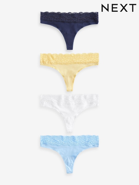 Weiß/Blau/Gelb - Cotton and Lace Knickers 4 Pack (735790) | 14 €