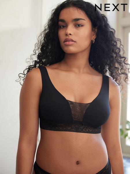Black Non Pad Non Wire Smoothing Floral Lace Bra (735805) | € 5