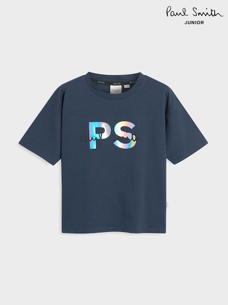 Paul Smith Junior Boys Holographic Short Sleeve Oversized Iconic Print 100% Cotton T-Shirt (735913) | €23