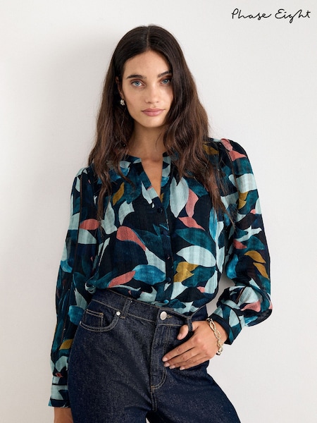 כחול  - Phase Eight Lyla Petal Blouse